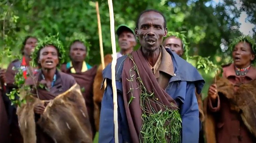 Ogiek People being evicted in Kneya in November 2023. Ogiek lawyers say the evictions could be related to a carbon offset deal with the UAE bsed company Blue Carbon.